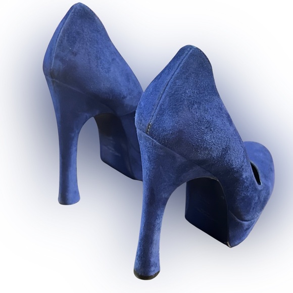 YSL Saint Laurent Paris Suede Palais Royal Blue Platform Pump Size 36 1/2 - Picture 3 of 7